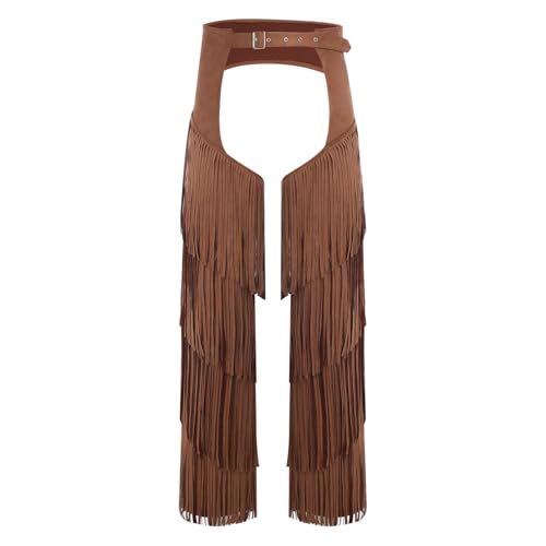 dPois Herren Western Cowboy Chaps Wildleder Fransen Hose Lang Pants mit Verstellbaren Schnallen Halloween Mottoparty Fasching Kostüm Dunkelbraun XXL dPois Herren Western Cowboy Chaps Wildleder Fransen Hose Lang Pants mit Verstellbaren Schnallen Halloween Mottoparty Fasching Kostüm Dunkelbraun XXL von dPois