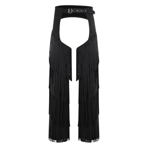 dPois Herren Western Cowboy Chaps Wildleder Fransen Hose Lang Pants mit Verstellbaren Schnallen Halloween Mottoparty Fasching Kostüm Schwarz XL dPois Herren Western Cowboy Chaps Wildleder Fransen Hose Lang Pants mit Verstellbaren Schnallen Halloween Mottoparty Fasching Kostüm Schwarz XL von dPois