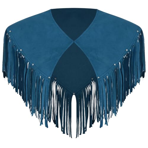 dPois Herren Western Kostüm Cape Kurz Umhang Poncho Wildleder Oberteil mit Quasten Vintage Cowboy Kostüm Mottoparty Karneval Blau XL dPois Herren Western Kostüm Cape Kurz Umhang Poncho Wildleder Oberteil mit Quasten Vintage Cowboy Kostüm Mottoparty Karneval Blau XL von dPois
