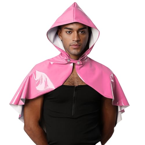 dPois Herren Wetlook Oberteil Umhang Cape Kurz mit Kapuze Mittelalter Kleidung Gothic Punk Wikinger Zauberer Kostüm Rosa Einheitsgröße dPois Herren Wetlook Oberteil Umhang Cape Kurz mit Kapuze Mittelalter Kleidung Gothic Punk Wikinger Zauberer Kostüm Rosa Einheitsgröße von dPois