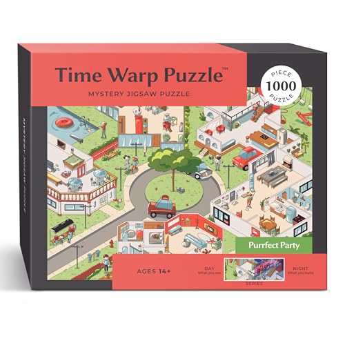 Time Warp Puzzle Mystery Jigsaw Puzzle 1000 Teile für Erwachsene Day Night Serie - EIN herausforderndes schwieriges, bildwechselndes Puzzle zum Lösen von 67,6 x 48,9 cm (Purrfect Party) von da Vinci's Room