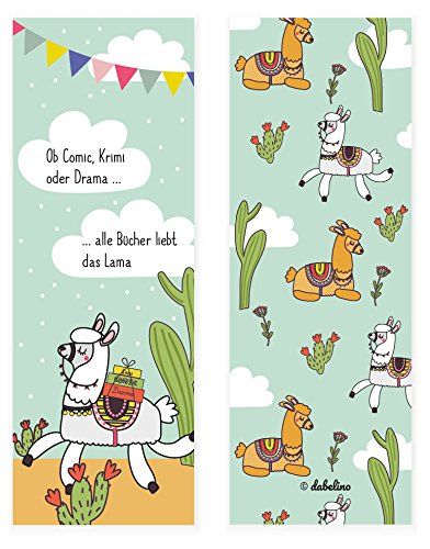 dabelino 4er Set Lama-/ Alpaka-Lesezeichen für Kinder (Mädchen oder Jungen, Kindergeburtstag-Mitgebsel) von dabelino