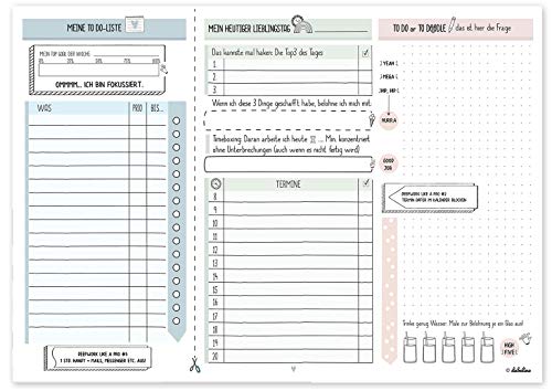 dabelino • Wochenplaner Block • A4 • 100 Blatt (doppelseitig Bedruckt = 200 Seiten) • to Do Liste, Journal und Terminplaner für mehr Motivation und Fokus von dabelino