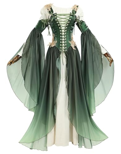 daizbella Mittelalter Renaissance Kostüm Elfe Cosplay Grünes Kleid mit Ärmeln daizbella Mittelalter Renaissance Kostüm Elfe Cosplay Grünes Kleid mit Ärmeln von daizbella