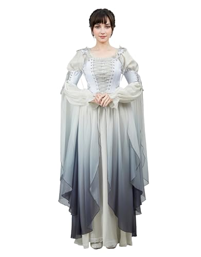 daizbella Renaissance-Kostüm für Damen, Renaissance-Kostüm, Elfen-Kostüm für Damen (Unterrock nicht im Lieferumfang enthalten), Farbverlauf Grau, Small von daizbella