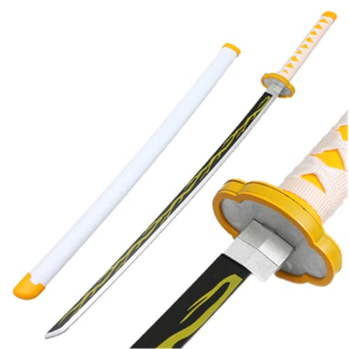 damdos Halloween Prop Weapon Cosplay Sword, PU Foam 31.5inch Agatsuma Zenitsu Swords,Tomioka Giyuu Swords Xmas Birthday Gifts (Agatsuma Zenitsu) von damdos