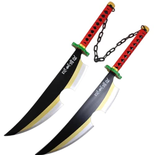 damdos Hallween Props Cosplay Sword,32" Kimetsu No Yaiba Tengen Uzui Twin Cosplay Swords Birthdays Gifts(2PCS Sets) von damdos