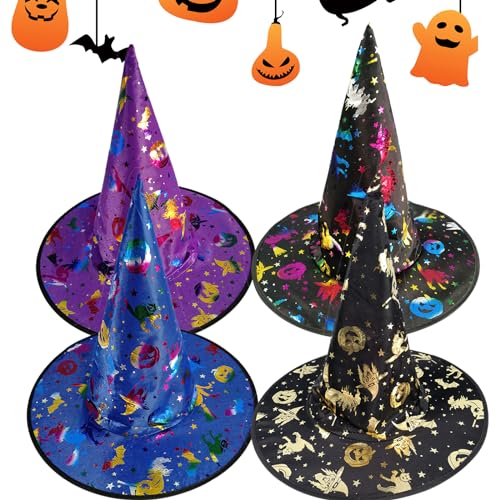 dancepandas Hexen Hut Cosplay 4PCS Halloween Hexenhut Kinder Zauberer Hut Witch Hat für Kinder Erwachsene Halloween Party Supplies Dress-up Cosplay Kostüm Zubehör von dancepandas