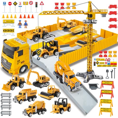 Spielzeug für 3-7 Jahre alte Jungen: Konstruktionsspielzeug Set Kleinkind Auto LKW Spielzeug-Bulldozer Kran Bagger Muldenkipper, Geschenke für 3 4 5 6 7 Jahre alte Jungen Mädchen Spielzeug für 3-7 Jahre alte Jungen: Konstruktionsspielzeug Set Kleinkind Auto LKW Spielzeug-Bulldozer Kran Bagger Muldenkipper, Geschenke für 3 4 5 6 7 Jahre alte Jungen Mädchen von dashfor