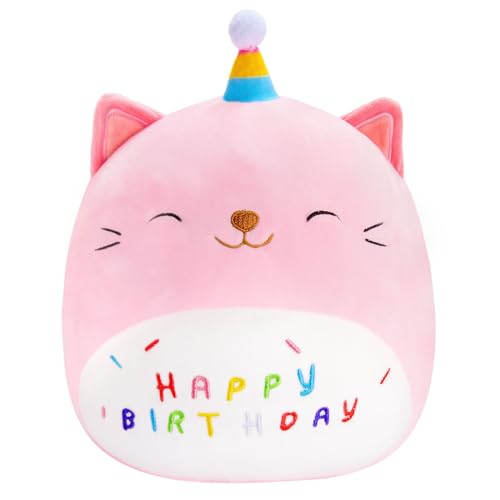dashfor Einhorn Geschenke für Mädchen, 26CM Happy Birthday Kuschelkissen Kinder Geschenk Mädchen 3 4 5 6 7 Jahre Einhorn Kuscheltier Plüschtier Geburtstagsgeschenk für Mädchen Ostergeschenke Kinder von dashfor