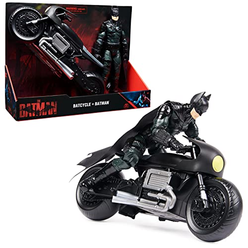 Batman "The Batman" authentisches Bat-Cycle mit 30cm Batman-Actionfigur inkl. Stoffumhang im Batman-Kinofilm-Look von DC Comics