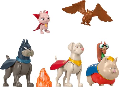 League of Super Pets Imaginext Price DC Super Pets HGL00 - DC Spielfigurenset, Set mit 6 Figuren und Phantasiespielzubehör, Spielzeug für Kinder ab 3 Jahren von Fisher-Price