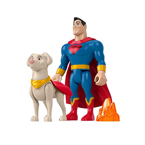 League of Super Pets Fisher-Price DC Super Pets HGL02 - DC Superman & Krypto, Set mit 2 beweglichen Figuren und Zubehör, Spielzeug für Kinder ab 3 Jahren von DC Comics