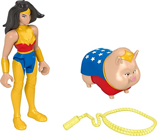 Fisher-Price DC Super Pets HGL04 - DC League of Super-Pets Wonder Woman & PB, Set mit 2 beweglichen Figuren und Zubehör, Spielzeug für Kinder ab 3 Jahren von Fisher-Price