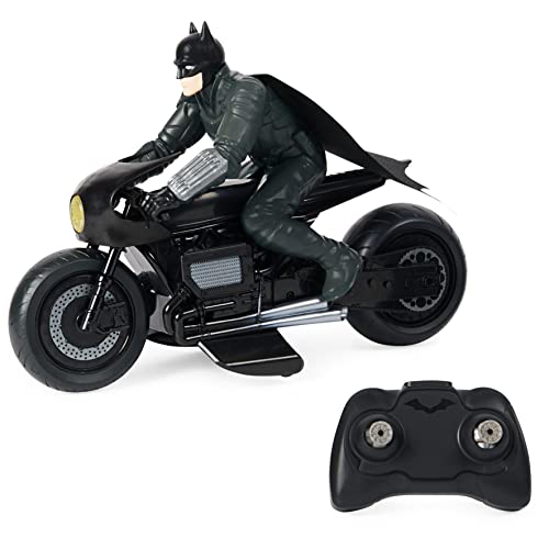 DC 6060490 Comics, Batcycle RC Il Figur, offizieller Stil des Batman-Films, Spielzeug für Jungen und Mädchen ab 4 Jahren, Black von DC Comics