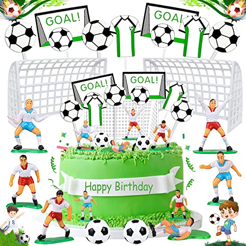 18 Stück Kinder Fußball Kuchen Deko, Junge Geburtstag Fußball Cupcake Toppers, Fussball Muffin Deko, Fußball-Cupcake-Toppern, Fußballfiguren Kuchen Toppers, Für Unisex, Baby, verschiedene Partys von dcas