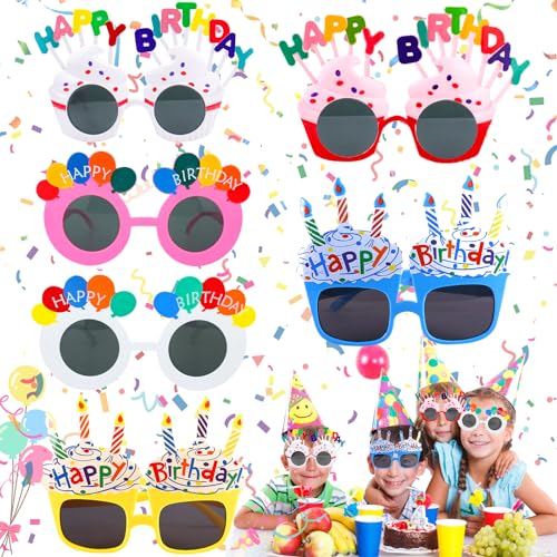 dcas 6 Stück Brille Happy Birthday, Party Novel Sonnenbrille, Party Sonnenbrille, Lustige Spaßbrillen für Geburtstag, Zum Geburtstag Party Photo Booth Requisiten, Geeignet für Erwachsene und Kinder von dcas