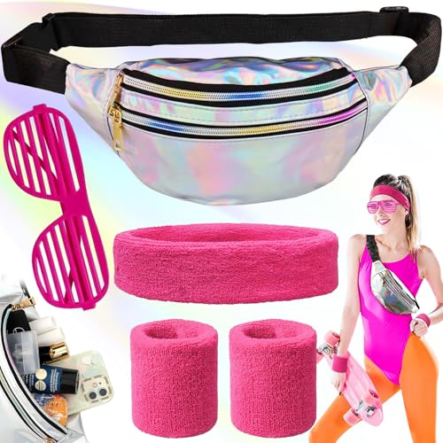 dcas 5 Stück Aerobic Bauchtasche Outfit, 90er 80er Jahre mit Bauchtasche Damen, Bauchtasche Mode Damen Glitzer, 80er Jahre Kostüm Bauchtasche Zubehör, Bauchtasche Stirnband Neon, für Kostüm Rave Party dcas 5 Stück Aerobic Bauchtasche Outfit, 90er 80er Jahre mit Bauchtasche Damen, Bauchtasche Mode Damen Glitzer, 80er Jahre Kostüm Bauchtasche Zubehör, Bauchtasche Stirnband Neon, für Kostüm Rave Party von dcas