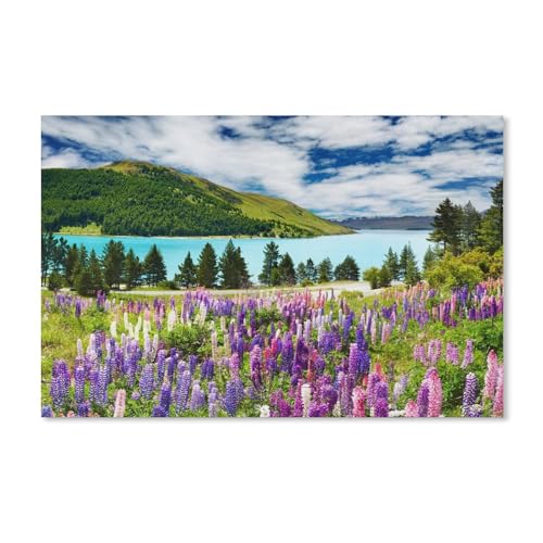 1000-Stück Puzzle Für Erwachsene Und Kinder-Holz Puzzle，Lavendel, Berge, See, Wolken，Familie Interaktive Spiele Große Ferien Freizeit（75x50cm）-A249 von dcobs