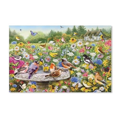 Puzzle 1000 Teile Erwachsene，Blumen und Vögel，Papier Puzzle（52x38cm）-105 von dcobs