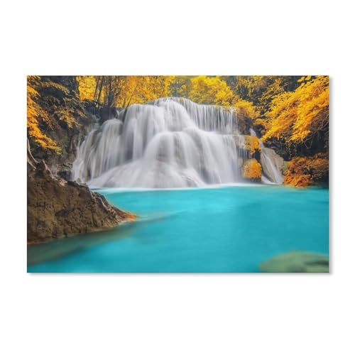 Puzzle 1000 Teile für Erwachsene，Wasserfall, Fluss, Herbst, Bäume，Klassische Puzzle Teenager Jungen Mädchen Puzzle DIY Moderne Wohnkultur Einzigartiges Geschenk Intellektuelles Spiel（38x26cm）-A197 von dcobs