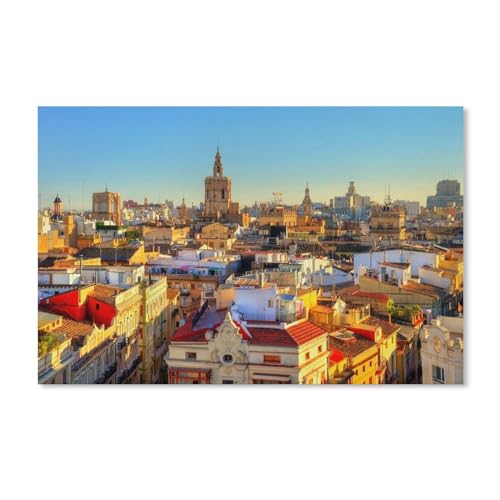 Puzzles 1000 Stück Holz Montage Bild，Luftaufnahme der Altstadt von Valencia vom Serranos-Tor aus，Filmplakat Für Erwachsene Spiele Lernspielzeug（75x50cm）-228 von dcobs