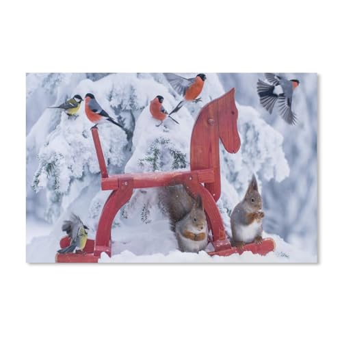 Waldvögel Schneehörnchen，Puzzle 1000 Teile Papier Puzzle Erwachsene Kinder Lernspielzeug Familie Dekompressionsspiel（38x26cm）-356 von dcobs