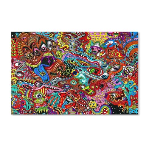 klassisches Puzzle 1000 Stück，Surreale Zeichnung, psychedelische, farbenfrohe Farben，Einzigartige Heimdekorationen Und Geschenke（75x50cm）-A23 von dcobs