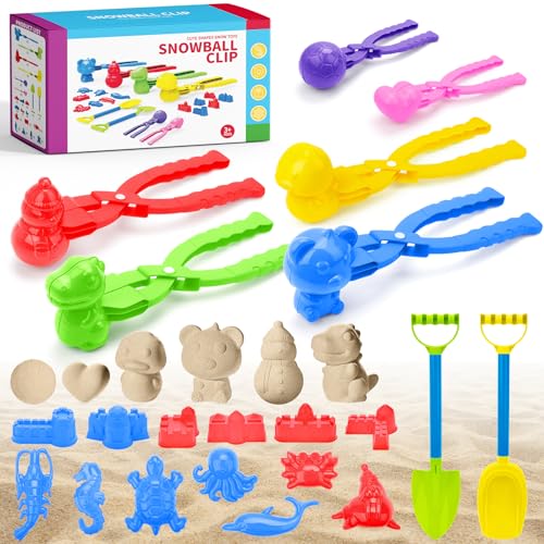 deAO 21 Stück Sandspielzeug für Kinder - Strandspielzeug Set mit Schneeklip, Sandklip Spielzeugset, Schaufel und Formen - Sandkasten Spielzeug Strandspielzeug für Kinder 3 4 5 6 7 von deAO