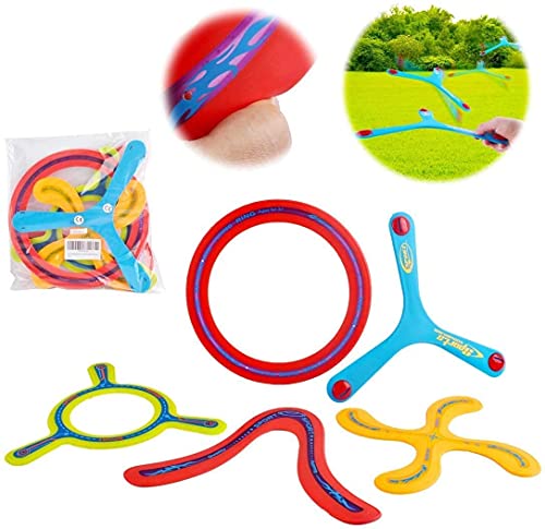 deAO 5-teiliges Buntes Bumerang für Kinder, Rückkehr Boomerang-Sportspielzeug, Frisbee Ring für Anfänger und Junge Werfer von deAO