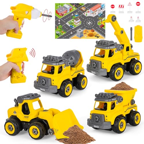 deAO Auseinander Nehmen Baustelle RC Auto Spielzeug, Montage Große LKW Spielzeug DIY 3-in-1 mit Schraubendreher, Karten, Straßenschilder, STEM Lernspielzeug für Jungen Mädchen 3 4+ deAO Auseinander Nehmen Baustelle RC Auto Spielzeug, Montage Große LKW Spielzeug DIY 3-in-1 mit Schraubendreher, Karten, Straßenschilder, STEM Lernspielzeug für Jungen Mädchen 3 4+ von deAO