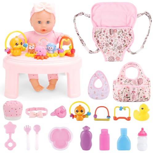 deAO Baby Puppe mit Zubehör, 33 cm Puppe mit Puppentrage Kleidung Fläschchen Puppenstuhl Spielzeug & Puppenzubehör Rollenspiel-Set für Kinder ab 3 Jahren deAO Baby Puppe mit Zubehör, 33 cm Puppe mit Puppentrage Kleidung Fläschchen Puppenstuhl Spielzeug & Puppenzubehör Rollenspiel-Set für Kinder ab 3 Jahren von deAO