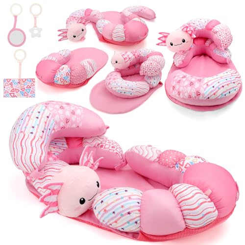 deAO Baby Spielmatte 4-in-1, Babymatte Abnehmbarem rutschfest, mit Sensorischem Spielzeug, Weiche Krabbeldecke für Neugeborene Raupe, Babyspielzeug Bodenmatte für 2-12 Monate von deAO