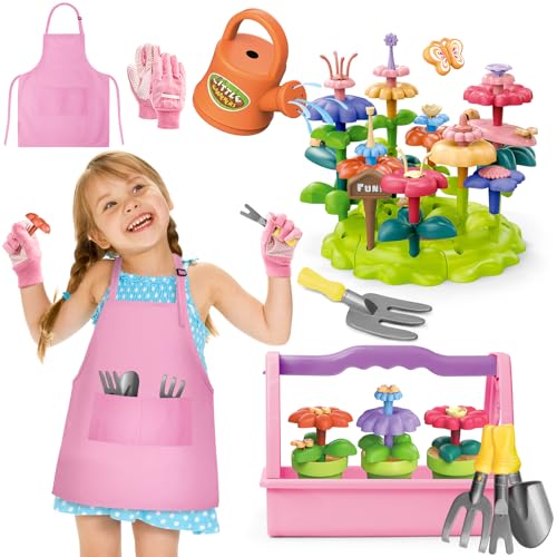 deAO Blumengarten Spielzeugset für Mädchen 3-6 Jährige, Gartengeräte für Kinder, DIY Blumentopf Spielzeug mit Aufbewahrungskiste, Blumentöpfe, Gartenwerkzeug, Gießkanne, Schürze für Kind 3 4 5 6, Rosa deAO Blumengarten Spielzeugset für Mädchen 3-6 Jährige, Gartengeräte für Kinder, DIY Blumentopf Spielzeug mit Aufbewahrungskiste, Blumentöpfe, Gartenwerkzeug, Gießkanne, Schürze für Kind 3 4 5 6, Rosa von deAO