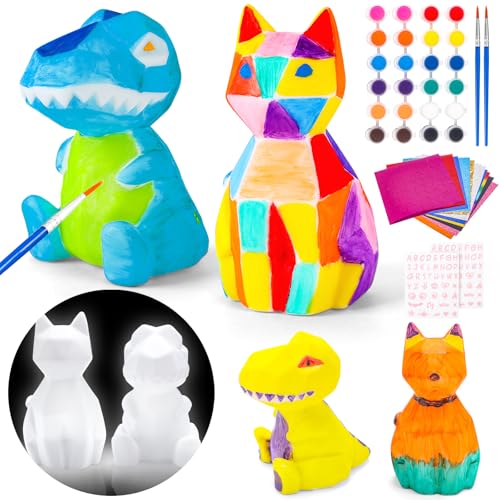deAO Dinosaurier und Katze Lampe Bastelset Malsets für Kinder, 3D Lackierung Nachtlicht, DIY Malerei Kunst &Handwerk Set, Gekritzel-Malspielzeug Kreatives Geschenke Mädchen Jungen ab 3 Jahre deAO Dinosaurier und Katze Lampe Bastelset Malsets für Kinder, 3D Lackierung Nachtlicht, DIY Malerei Kunst &Handwerk Set, Gekritzel-Malspielzeug Kreatives Geschenke Mädchen Jungen ab 3 Jahre von deAO