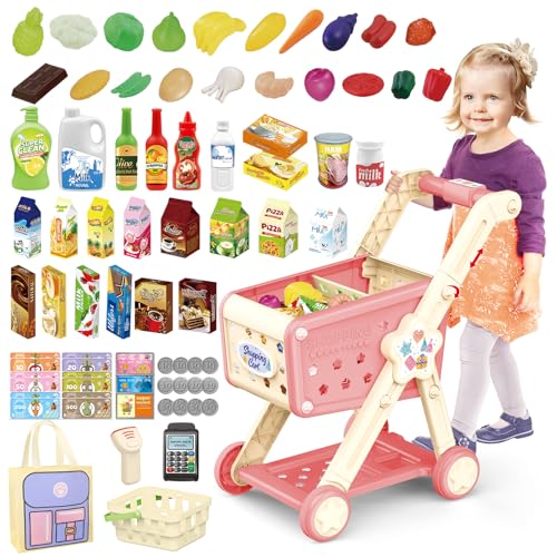 deAO Einkaufswagen für Kinder,Trolley Spielset Kaufmannsladen mit Vorgetäuschten Lebensmitteln und Zubehör Vorgetäuschtes Spiel und Rollenspiele für Jungen und Mädchen ab 3 | Rosa deAO Einkaufswagen für Kinder,Trolley Spielset Kaufmannsladen mit Vorgetäuschten Lebensmitteln und Zubehör Vorgetäuschtes Spiel und Rollenspiele für Jungen und Mädchen ab 3 | Rosa von deAO