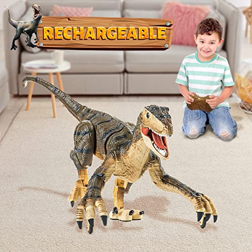 deAO Fernbedienung Realistisches T-Rex Dinosaurier-Roboter-Spielzeug, das mit Lichtern geht und Brüllt von deAO