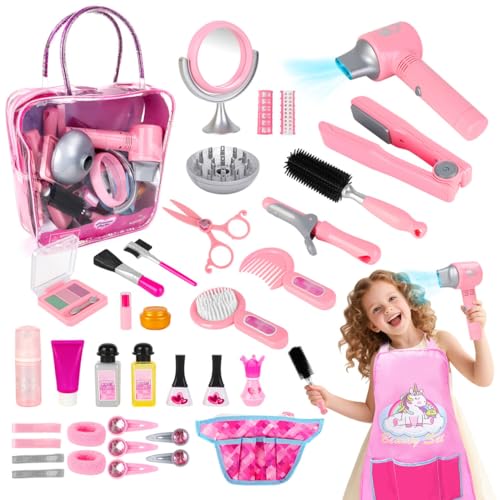 deAO Friseurkoffer Set für Mädchen, 36-teilig Schönheitssalon-Set Modespiel mit Haartrockner, Spiegel, Lockenstab, Schürze und anderem Zubehör Make-up-Set für Kinder deAO Friseurkoffer Set für Mädchen, 36-teilig Schönheitssalon-Set Modespiel mit Haartrockner, Spiegel, Lockenstab, Schürze und anderem Zubehör Make-up-Set für Kinder von deAO
