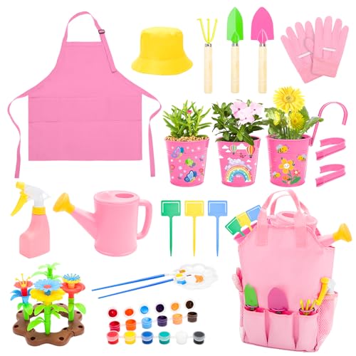 deAO Gartengeräte für Kinder, Kinder Outdoor DIY Gartenwerkzeug Spielset mit Gießkanne, Gartenschaufel, Sprühflasche, Rechen, Pflanzenetiketten, Handschuhe, Schürze für Kind 3 4 5 6 | Rosa deAO Gartengeräte für Kinder, Kinder Outdoor DIY Gartenwerkzeug Spielset mit Gießkanne, Gartenschaufel, Sprühflasche, Rechen, Pflanzenetiketten, Handschuhe, Schürze für Kind 3 4 5 6 | Rosa von deAO