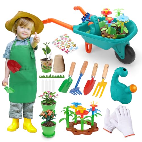 deAO Gartenset Kinder, Gartengeräte Spielzeug mit Schubkarre, Schaufel, Rechen, Blumentöpfe, Handschuhe, Schürze, Gartenwerkzeug & Sandspielzeug, Sandkasten Gartenspielzeug Set Kinder deAO Gartenset Kinder, Gartengeräte Spielzeug mit Schubkarre, Schaufel, Rechen, Blumentöpfe, Handschuhe, Schürze, Gartenwerkzeug & Sandspielzeug, Sandkasten Gartenspielzeug Set Kinder von deAO