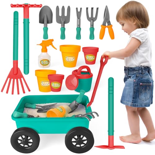 deAO Gartenset mit Schubkarre Kinder, Schaufel, Rechen, Blumentöpfe, Gießkanne Usw, 14PCS Kinder Gartengeräte Spielset, Outdoor Gartenwerkzeug & Sandspielzeug ab 3 4 5 6 7 Jahren deAO Gartenset mit Schubkarre Kinder, Schaufel, Rechen, Blumentöpfe, Gießkanne Usw, 14PCS Kinder Gartengeräte Spielset, Outdoor Gartenwerkzeug & Sandspielzeug ab 3 4 5 6 7 Jahren von deAO