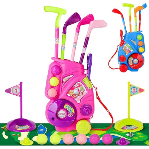 deAO Golf Set Spielzeug für Kinder Inkl, Golf Puttingmatte, 4 Golf Putter 60CM, 6 Golfbälle, Toddler Putting Spielzeug, Indoor Outdoor Spielzeug Geburtstagsgeschenke für Jungen Mädchen 3 4 5 6 Jahre von deAO