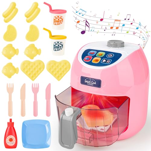 deAO Heißluftfritteuse Kinder, Realistisch Touchscreen AirFryer mit Farbverändernde Lebensmittel, Sound und Licht, Gewürzspielzeug, Rollenspiele Küchenspielzeug für Jungen Mädchen ab 3 Jahren, Rosa deAO Heißluftfritteuse Kinder, Realistisch Touchscreen AirFryer mit Farbverändernde Lebensmittel, Sound und Licht, Gewürzspielzeug, Rollenspiele Küchenspielzeug für Jungen Mädchen ab 3 Jahren, Rosa von deAO