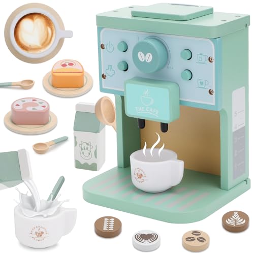 deAO Holzkaffeemaschine Kaffeemaschine Kinder Holz, Kaffeeset Spielküche Zubehör mit Tassen, Löffeln & Desserts, Kinderküche Rollenspiel ab 3 Jahren, Geschenk für Jungen & Mädchen deAO Holzkaffeemaschine Kaffeemaschine Kinder Holz, Kaffeeset Spielküche Zubehör mit Tassen, Löffeln & Desserts, Kinderküche Rollenspiel ab 3 Jahren, Geschenk für Jungen & Mädchen von deAO