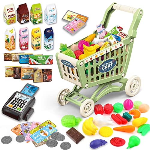 deAO Kinder Einkaufswagen Wagen für Lebensmittel Kleinkinder 65 Lebensmittel Obst Gemüse Pretend Play Lebensmittel Rolle Spielen pädagogisches Spielzeug Spielen Küche Spielzeug speichern playset Grün deAO Kinder Einkaufswagen Wagen für Lebensmittel Kleinkinder 65 Lebensmittel Obst Gemüse Pretend Play Lebensmittel Rolle Spielen pädagogisches Spielzeug Spielen Küche Spielzeug speichern playset Grün von deAO