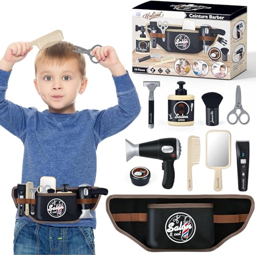 deAO Kinder Friseur Set, Friseurladen-Spielset Rasierspielzeug mit Batteriebetriebener Fön, Styling-Zubehör, Friseurkoffer Kinder, Bürste und vielem mehr Rollenspielset für Jungen ab 3 Jahren(11stk) deAO Kinder Friseur Set, Friseurladen-Spielset Rasierspielzeug mit Batteriebetriebener Fön, Styling-Zubehör, Friseurkoffer Kinder, Bürste und vielem mehr Rollenspielset für Jungen ab 3 Jahren(11stk) von deAO