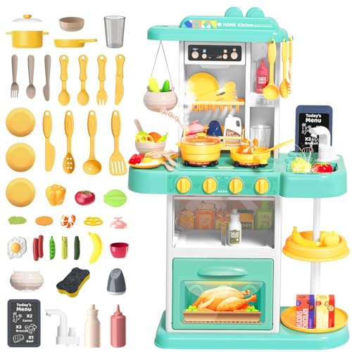 deAO Kinder Küche Spielküche mit Licht und Sound, Inkl 54PCS Kinder Küchenset Spielküche, Spüle, Backofen, Induktionsherd, Kaffeekocher, Dessertständer, Spielset Geschenk für Kleinkinder (Grün) deAO Kinder Küche Spielküche mit Licht und Sound, Inkl 54PCS Kinder Küchenset Spielküche, Spüle, Backofen, Induktionsherd, Kaffeekocher, Dessertständer, Spielset Geschenk für Kleinkinder (Grün) von deAO