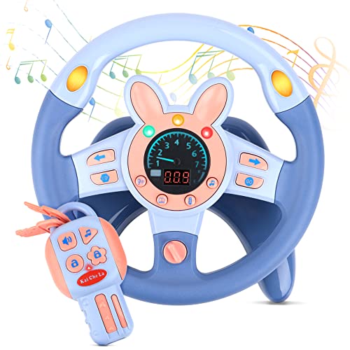 deAO Kinder Lenkrad Spielzeug mit 360° Kinder Simulierter Fahrsimulator Auto Simulation Spielzeug für Kinder Klang und Musik frühes Pädagogisches Geschenk für Kleinkinder/Kinder (Blau) von deAO
