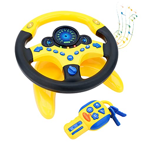 deAO Kinder Lenkrad Spielzeug mit 360° Kinder Simulierter Fahrsimulator Auto Simulation Spielzeug für Kinder Klang und Musik frühes Pädagogisches Geschenk für Kleinkinder/Kinder (Gelb) von deAO