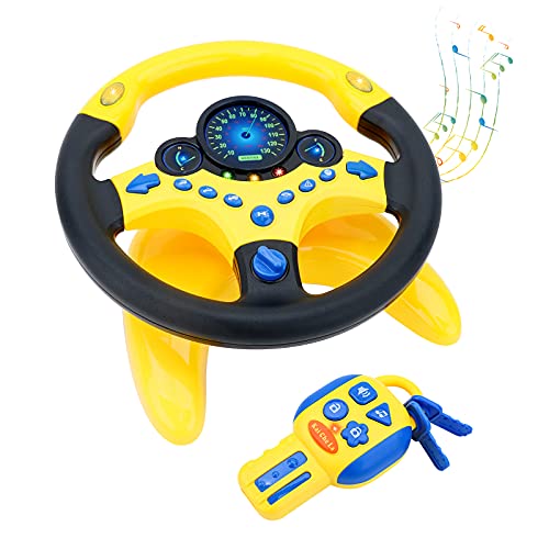deAO Kinder Lenkrad Spielzeug mit 360° Rotation Kinder Simulierter Fahrsimulator Auto Simulation Spielzeug für Kinder Klang und Musik frühes Pädagogisches Geschenk für Kleinkinder/Kinder (Gelb) von deAO